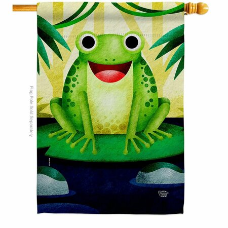 CUADRILATERO Happy Frog Animals Critter 28 x 40 in. Double-Sided Vertical House Flags for  Banner Garden CU3900576